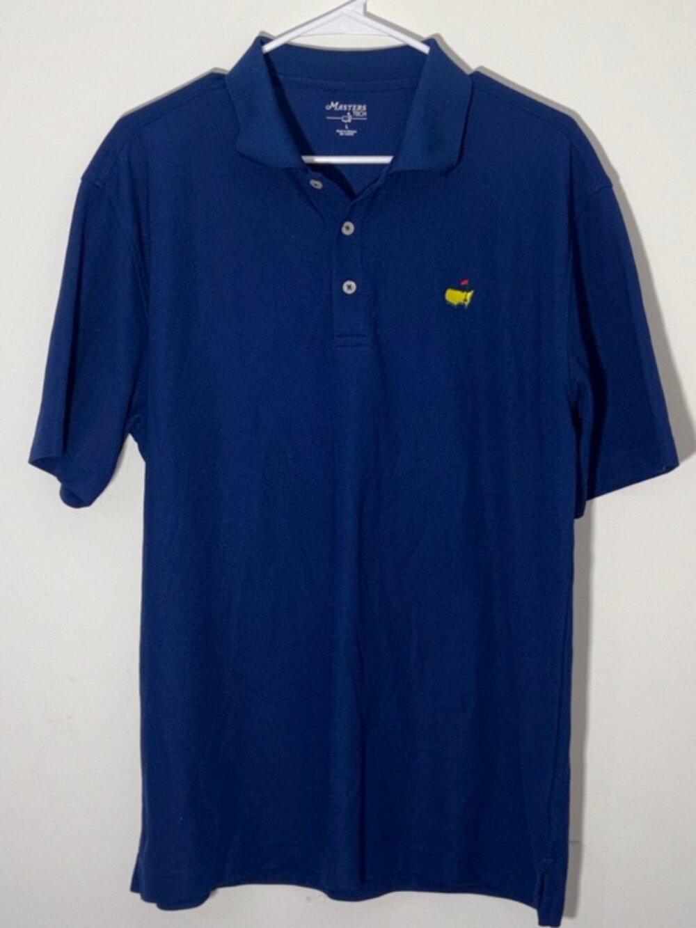Men's Masters Tech Blue Short Sleeve Golf Augusta Polo Collared Golf sz. L